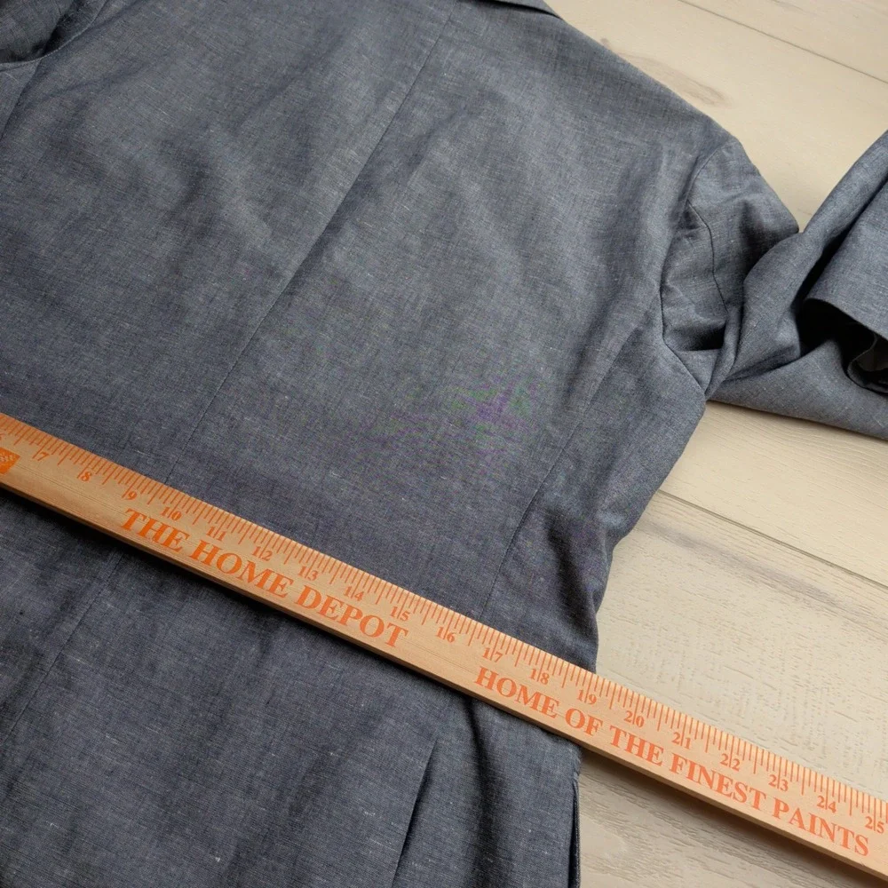 J.Crew Ludlow Blazer Mens 40R Blue Chambray Linen Cotton Unstructured Sport Coat